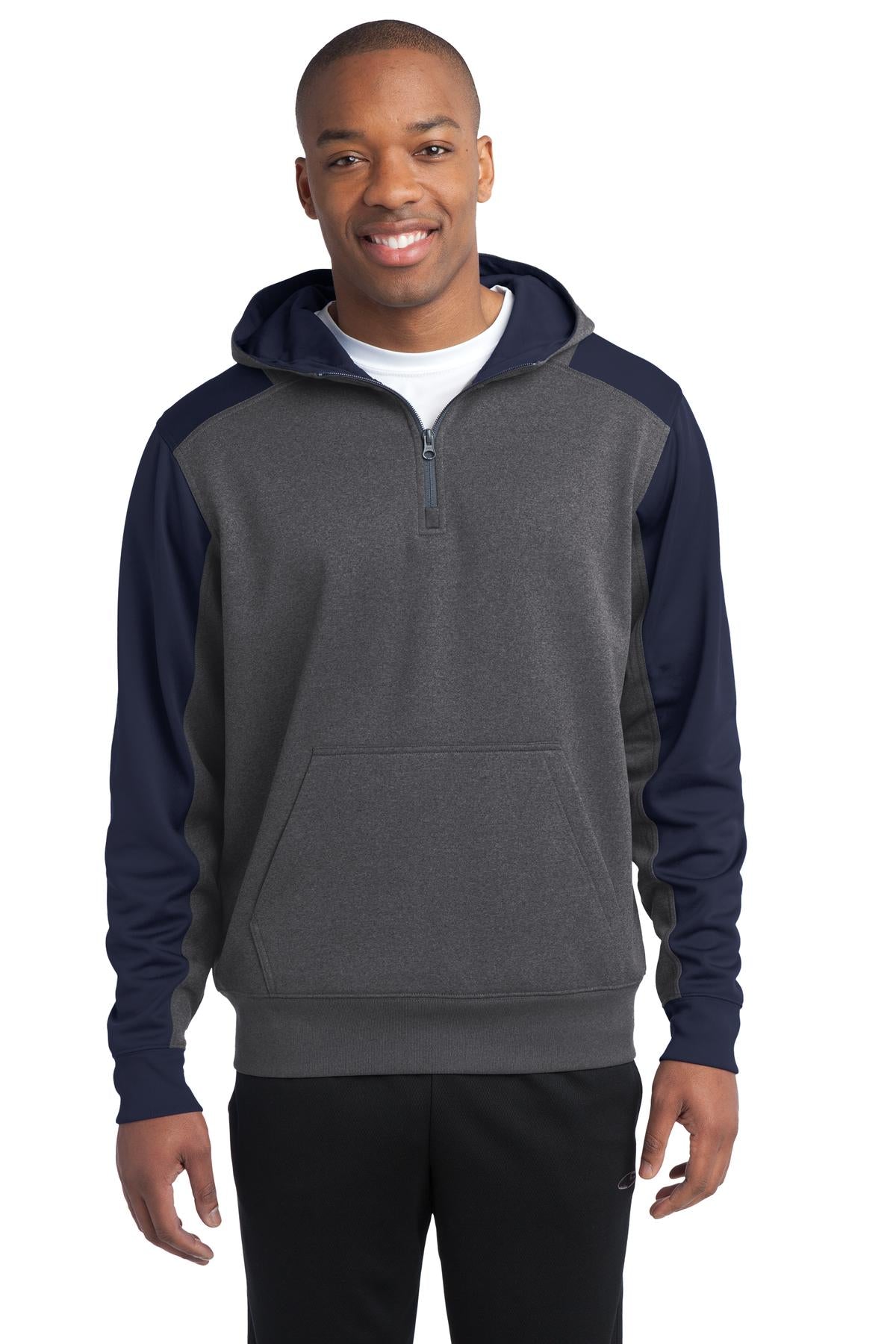 Sport-Tek®  Tech Fleece Colorblock 1/4-Zip Hooded Sweatshirt ST249