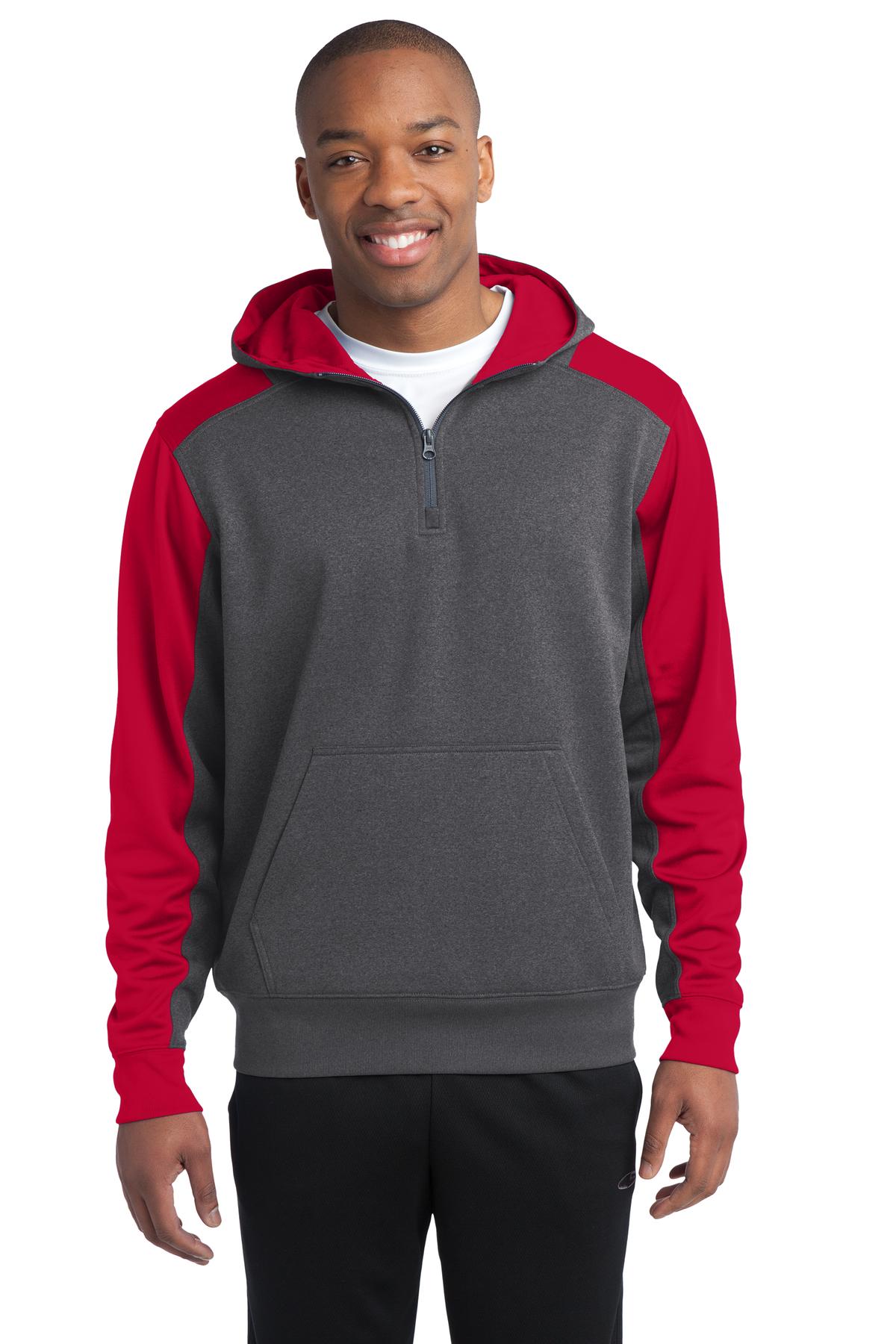 Sport-Tek®  Tech Fleece Colorblock 1/4-Zip Hooded Sweatshirt ST249