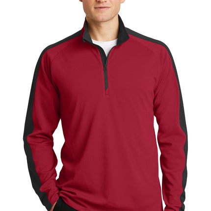 Sport-Tek ®  Sport-Wick ®  Textured Colorblock 1/4-Zip Pullover. ST861