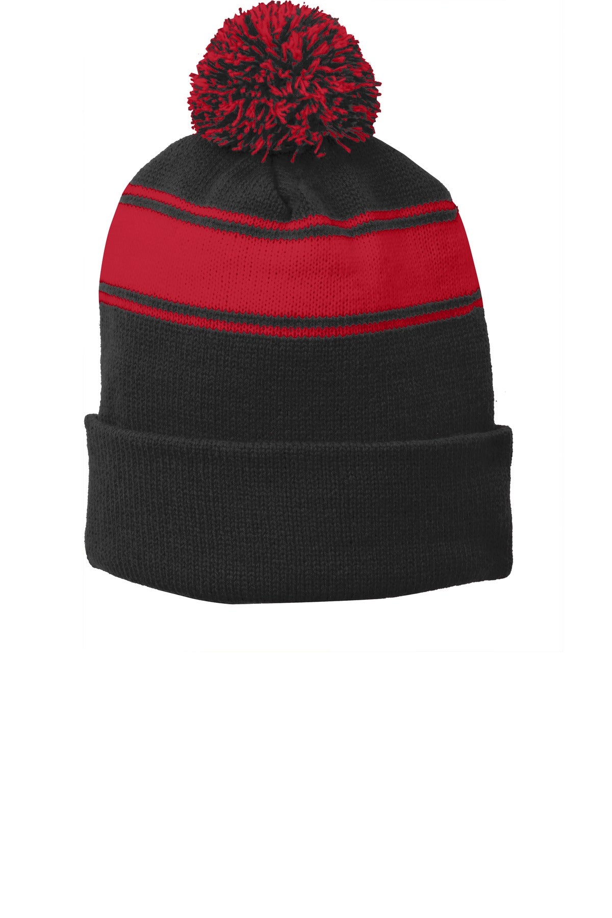 Sport-Tek® Stripe Pom Pom Beanie STC28