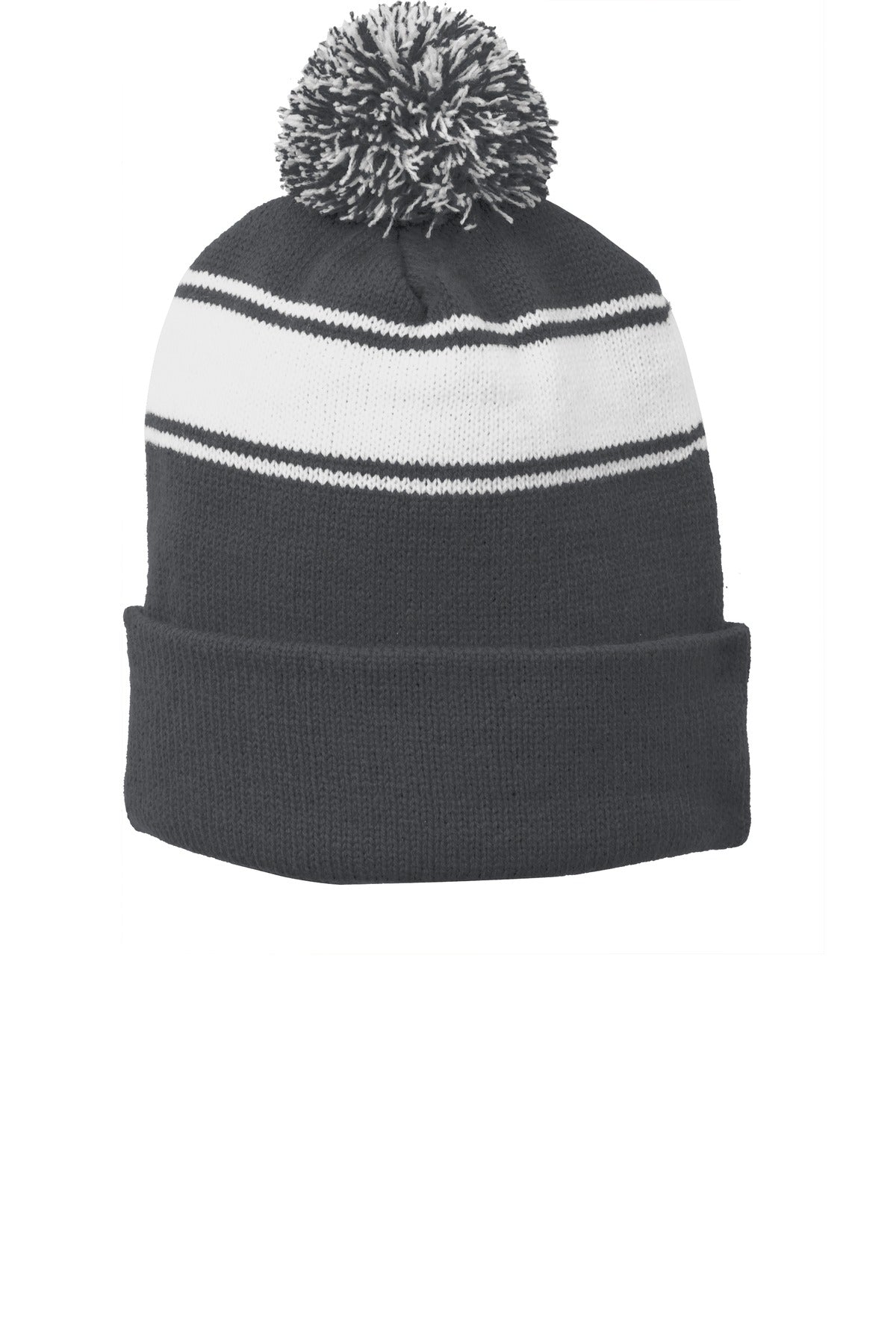 Sport-Tek® Stripe Pom Pom Beanie STC28