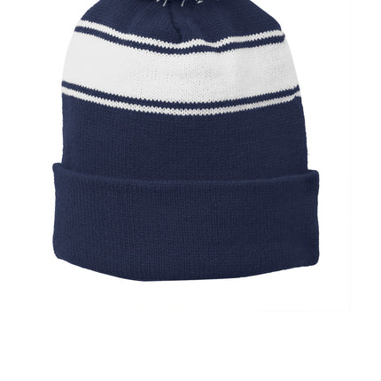Sport-Tek ®  Stripe Pom Pom Beanie.  STC28
