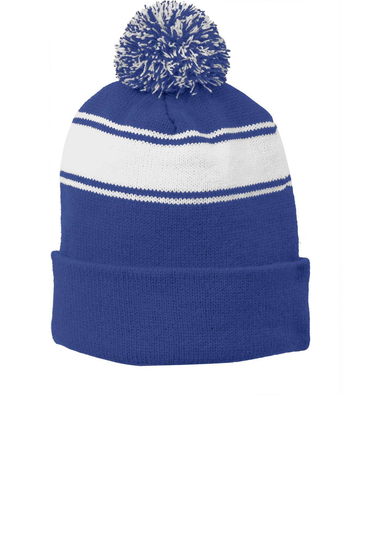 Sport-Tek® Stripe Pom Pom Beanie STC28