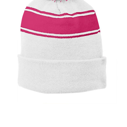 Sport-Tek ®  Stripe Pom Pom Beanie.  STC28
