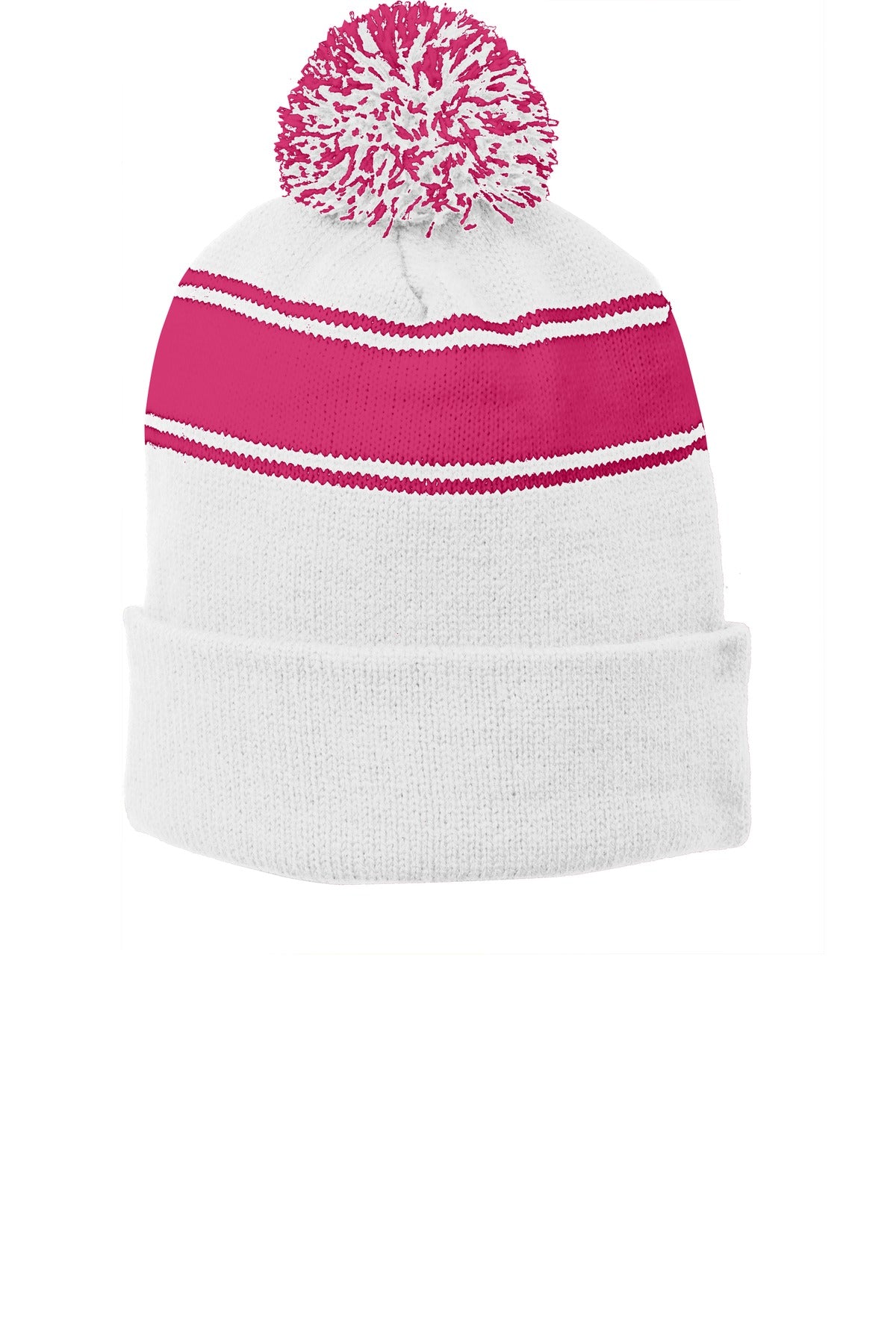 Sport-Tek® Stripe Pom Pom Beanie STC28
