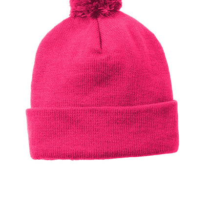 Sport-Tek  ®  Solid Pom Pom Beanie. STC37