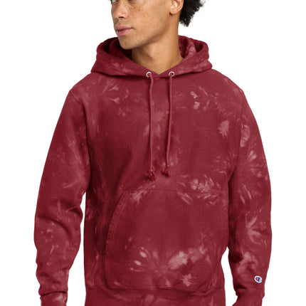 Champion  ®  Reverse Weave  ®  Scrunch-Dye Tie-Dye Hooded Sweatshirt. TDS101