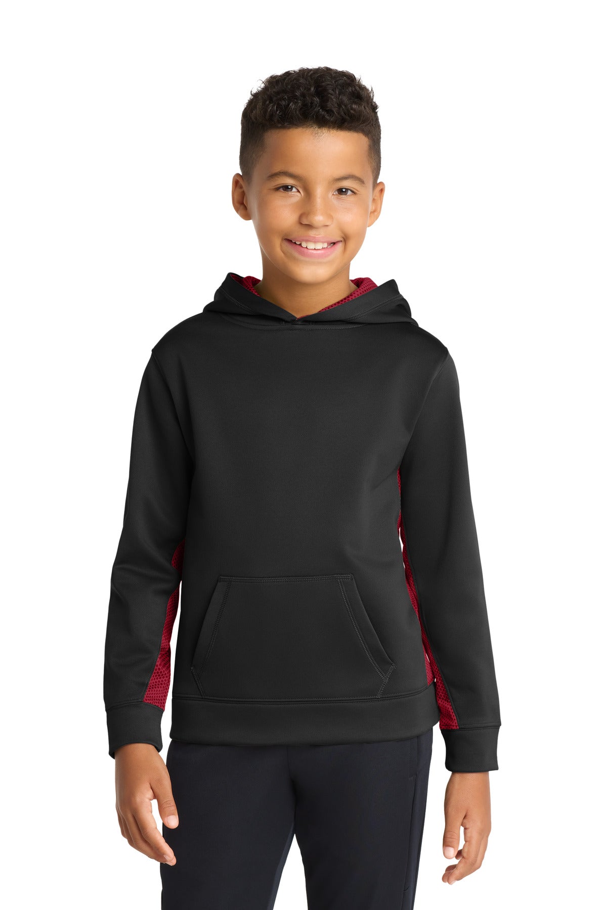 Sport-Tek® Youth Sport-Wick® CamoHex Fleece Colorblock Hooded Pullover  YST239