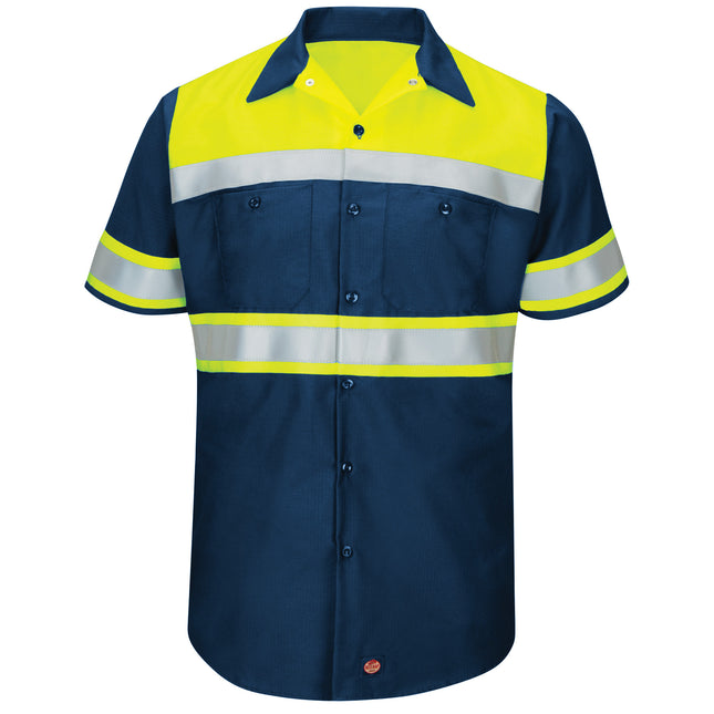 Red Kap® Men's Hi-Visibility Short Sleeve Color Block Ripstop Work Shirt - Type O, Class 1 / SY80YN