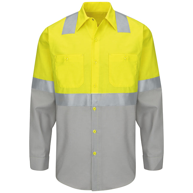 Red Kap® Hi-Visibility Long Sleeve Color Block Ripstop Work Shirt - Type R, Class 2 / SY14YG