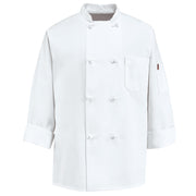 Red Kap® Eight Knot Button Chef Coat with Thermometer Pocket / 0414WH