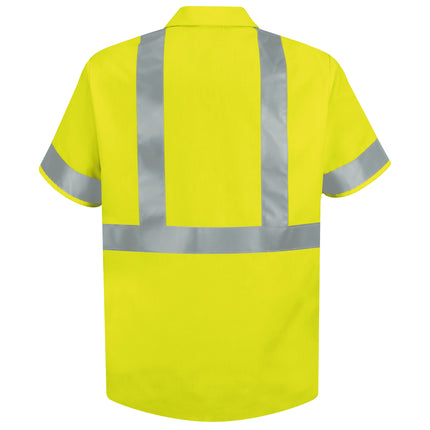 Red Kap® Men's Hi-Visibility Yellow Short Sleeve Work Shirt - Type R, Class 2 / SS24HV