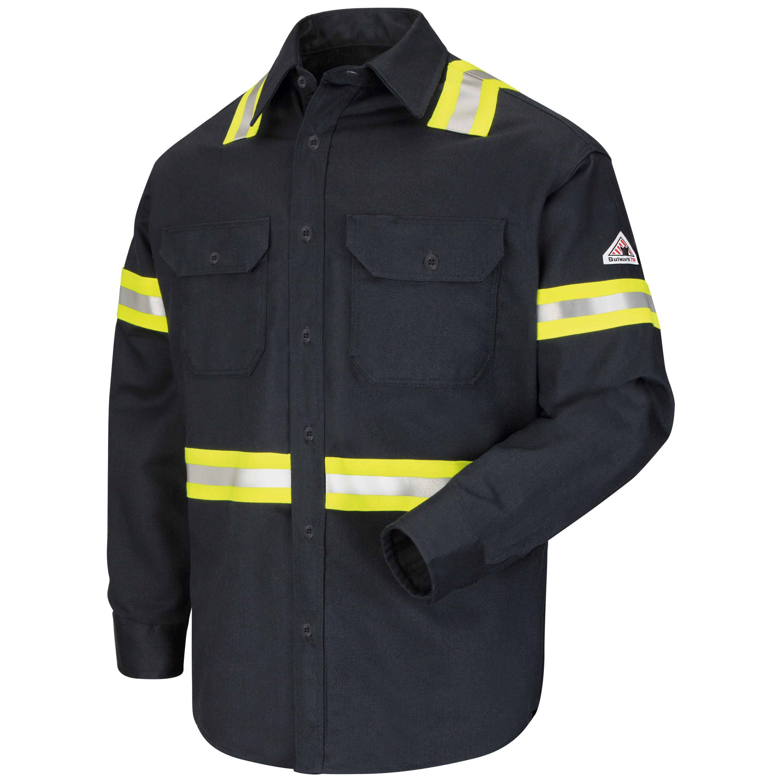 Bulwark® Men's Midweight FR Enhanced Visibility Uniform Shirt / SLDTNV