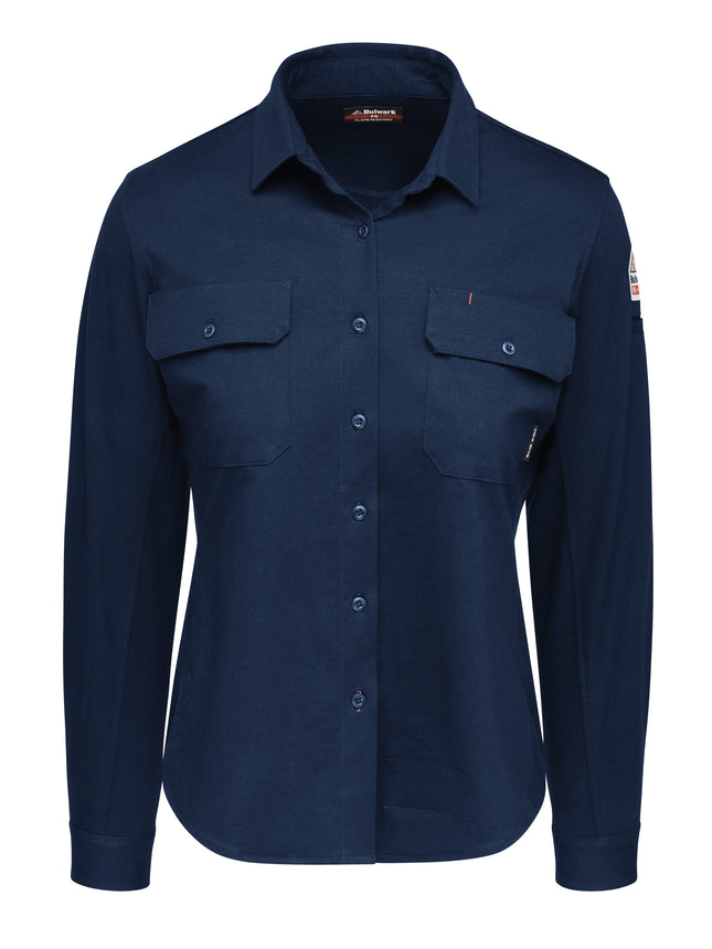 Bulwark® Women's Flex Knit Button Down Shirt / STG5NV