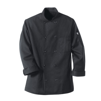 Red Kap® Black Chef Coat Ten Pearl Buttons / 0425BK