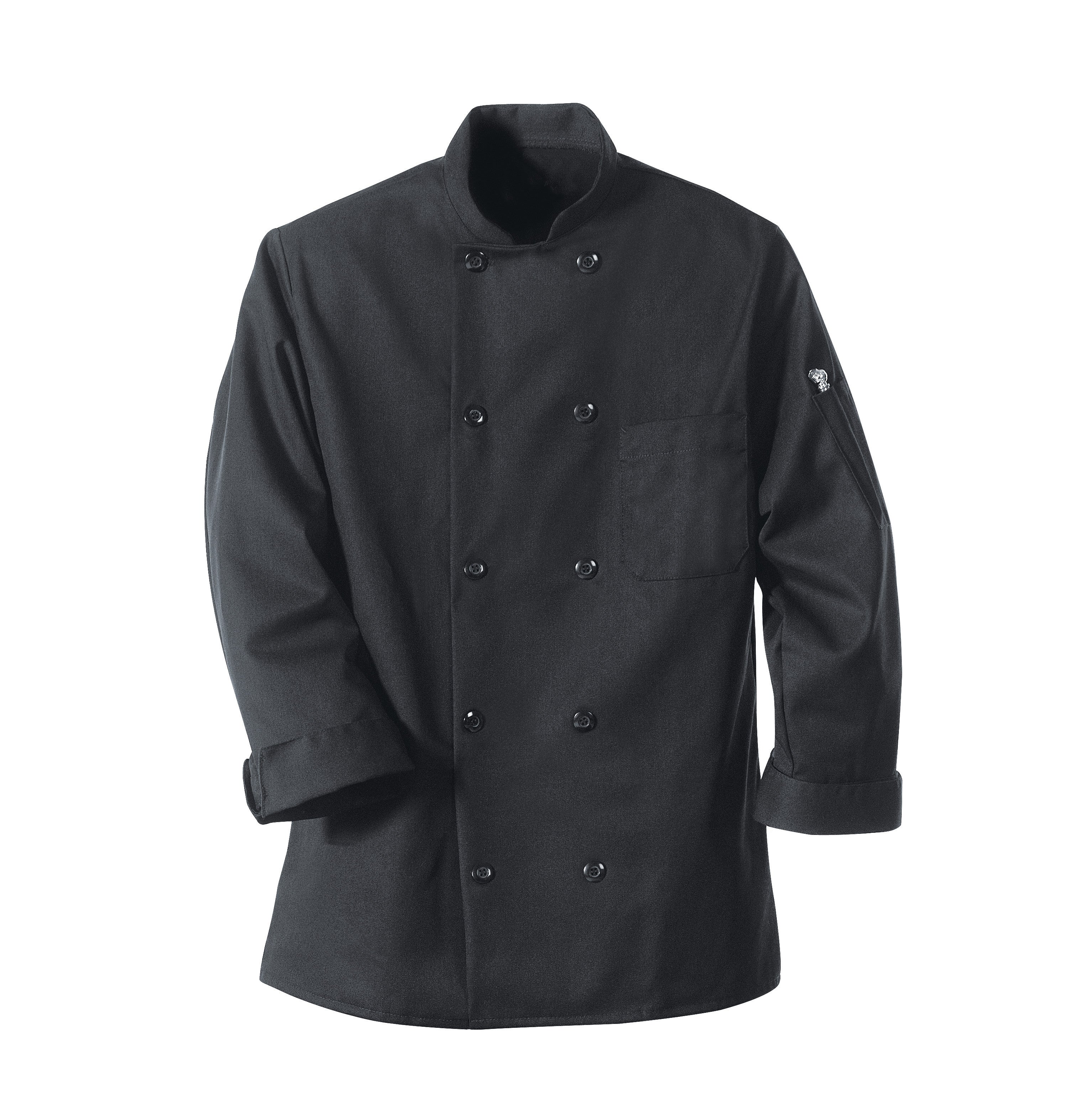 Red Kap® Black Chef Coat Ten Pearl Buttons / 0425BK