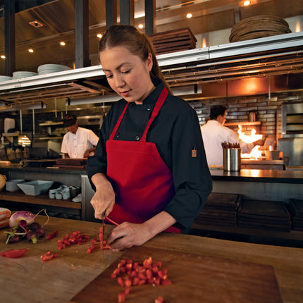 Red Kap® Black Chef Coat Ten Pearl Buttons / 0425BK