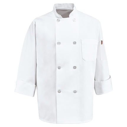 Red Kap® Eight Pearl Button Chef Coat with Thermometer Pocket / 0413WH