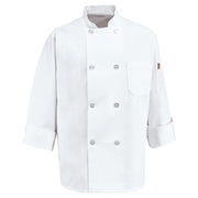 Red Kap® Eight Pearl Button Chef Coat with Thermometer Pocket / 0413WH