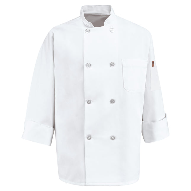 Red Kap® Eight Pearl Button Chef Coat with Thermometer Pocket / 0413WH