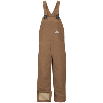 Bulwark® Men's Heavyweight FR Insulated Brown Duck  Bib Overall with Knee Zip / BLN6BD
