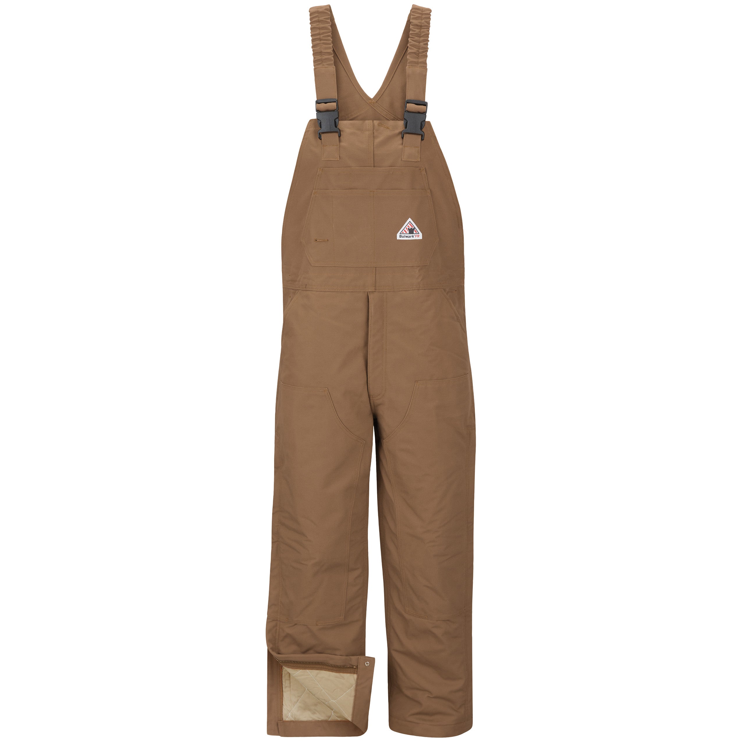 Bulwark® Men's Heavyweight FR Insulated Brown Duck  Bib Overall with Knee Zip / BLN6BD