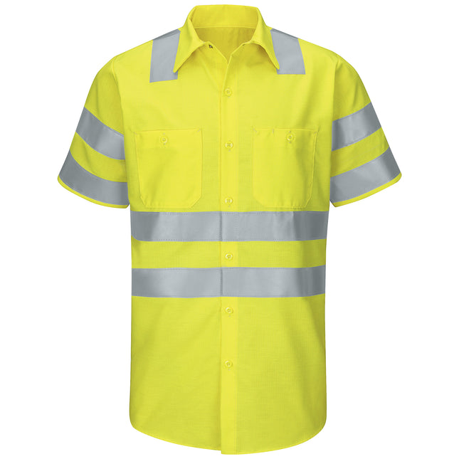Red Kap® Men's Hi-Visibility Short Sleeve Ripstop Work Shirt - Type R, Class 3 / SY24AB