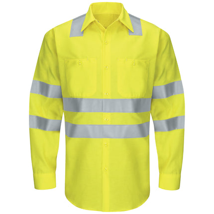 Red Kap® Men's Hi-Visibility Long Sleeve Ripstop Work Shirt - Type R, Class 3 / SY14AB