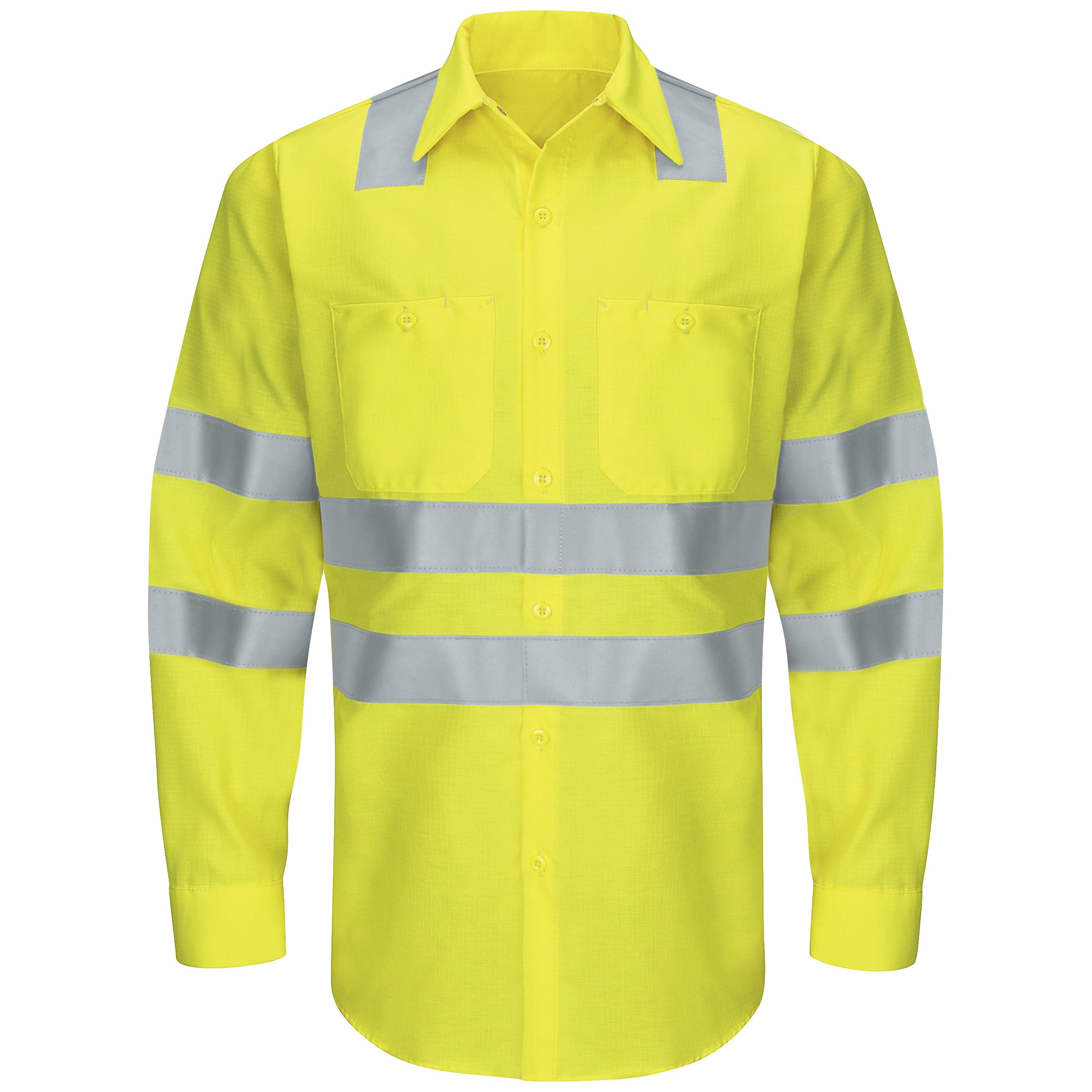 Red Kap® Men's Hi-Visibility Long Sleeve Ripstop Work Shirt - Type R, Class 3 / SY14AB