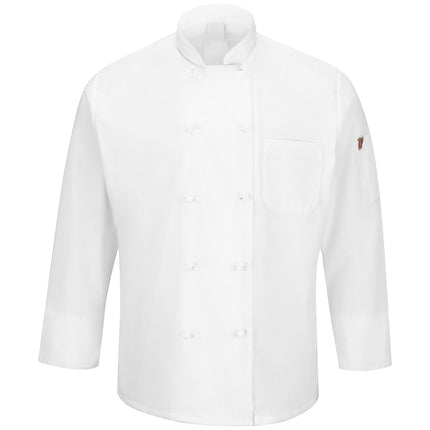 Red Kap® Men's Ten Knot Button Chef Coat with OilBlok + MIMIX® / 044XWH