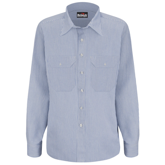 Bulwark® Women's Midweight FR Striped Uniform Shirt / SEU3WBB