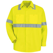 Red Kap® Men's Hi-Visibility Yellow Long Sleeve Work Shirt - Type R, Class 2 / SS14HV