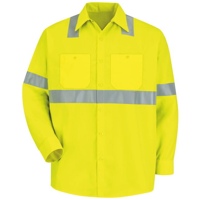 Red Kap® Men's Hi-Visibility Yellow Long Sleeve Work Shirt - Type R, Class 2 / SS14HV