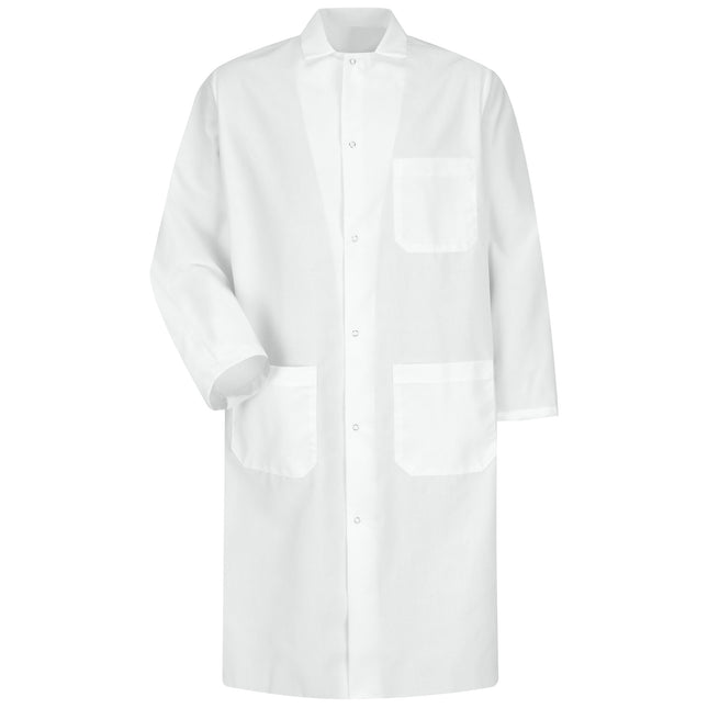 Red Kap® Gripper-Front Spun Polyester Butcher Coat with Interior Pocket / KS64WH