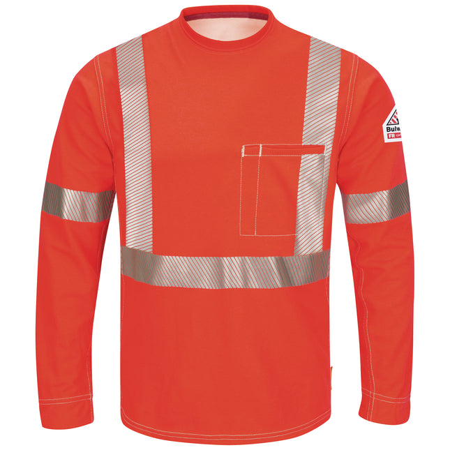 Bulwark® iQ Series® Comfort Knit Men's FR Long Sleeve T-Shirt with Reflective Trim / QT34OR