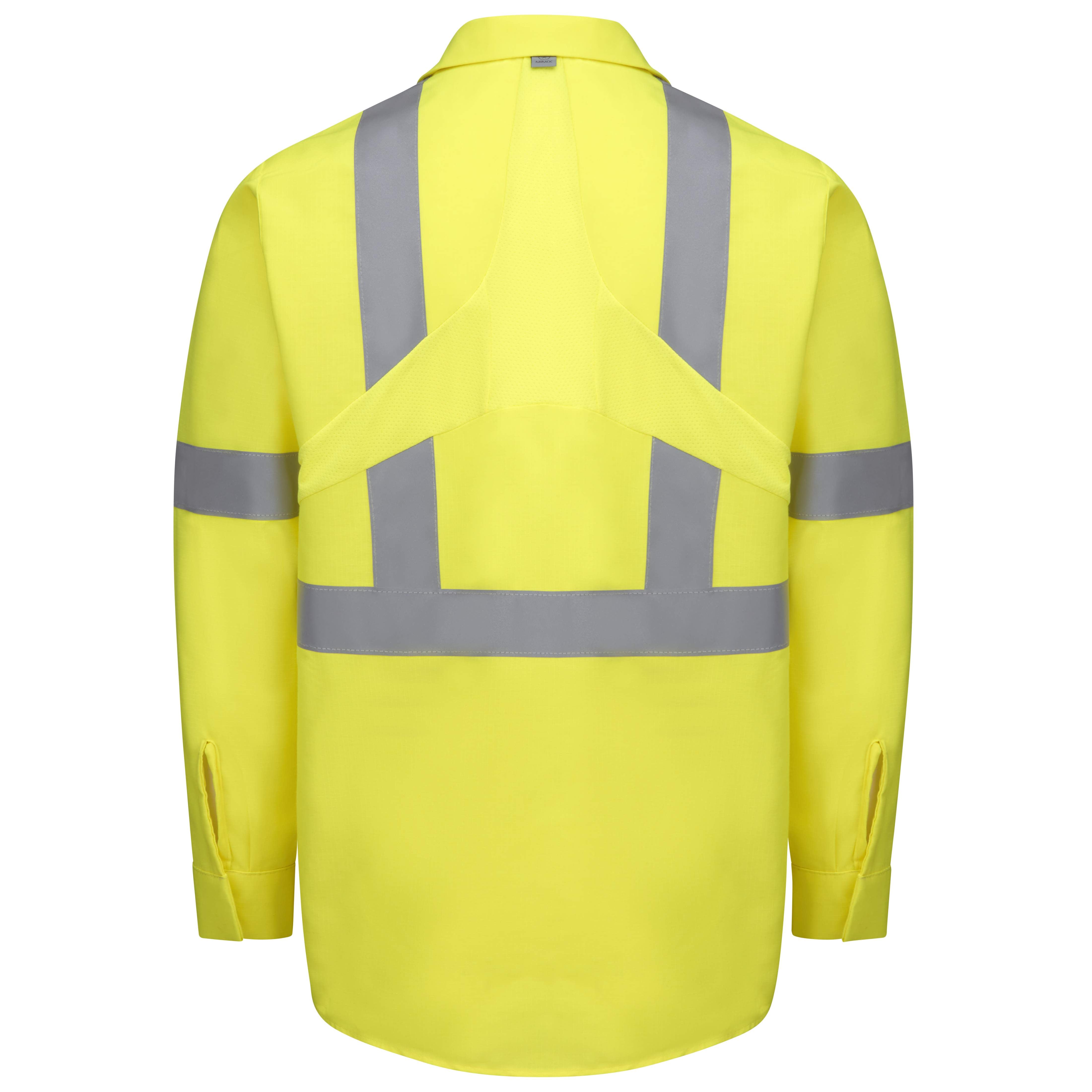 Red Kap® Long Sleeve Hi-Visibility Ripstop Work Shirt with MIMIX® + OilBlok, Type R Class 2 / SX14HV