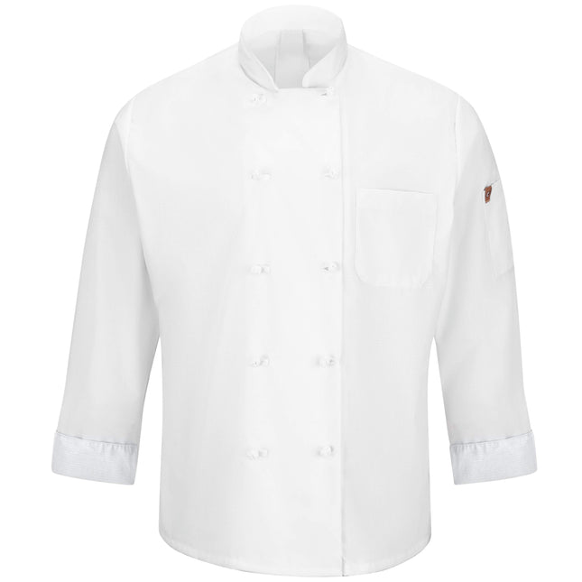 Red Kap® Men's Ten Knot Button Chef Coat with OilBlok + MIMIX® / 044XWH