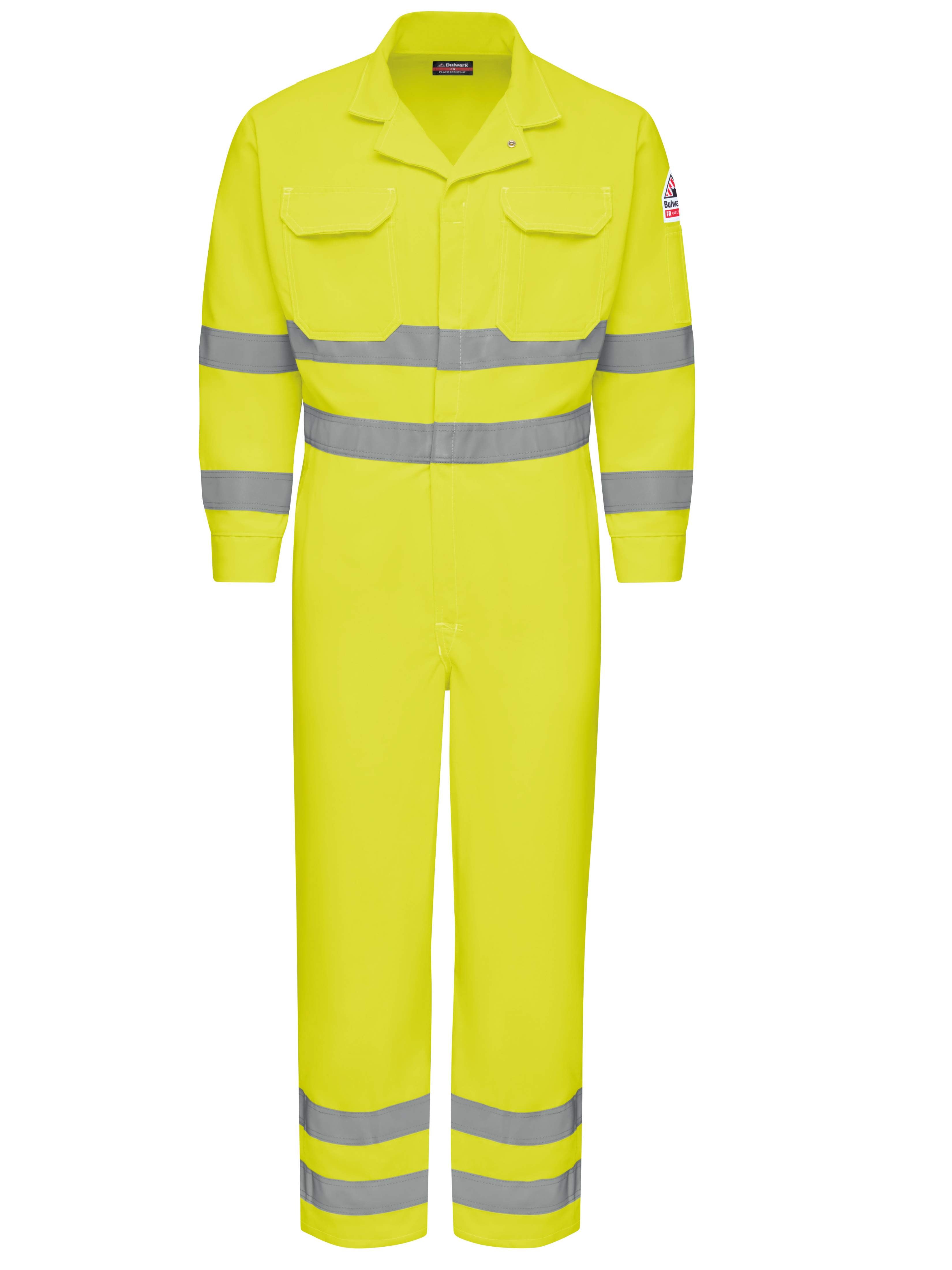 Bulwark® Men's Lightweight FR Hi-Visibility Deluxe Coverall with Reflective Trim / CMD8HV