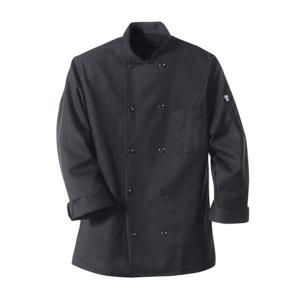 Red Kap® Black Chef Coat Ten Pearl Buttons / 0425BK